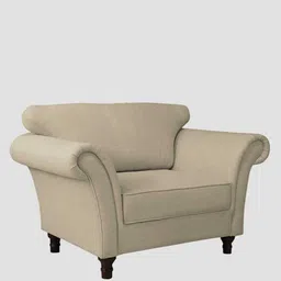 febonic Rana Fabric 1 Seater Sofa in Cotton Beigen Color image 3