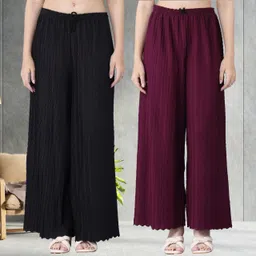 irha Pack of 2 Women Regular Fit Multicolor Viscose Rayon Trousers-picture-16