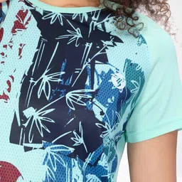 technosport Women Printed Round Neck Polyester Light Green T-Shirt image 5