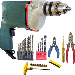inditrust New Electric Drill machine 13pc Hss 5pc Wood Plier Tester Wire cutter Socket set Power & Hand Tool Kit-picture-19