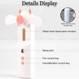 Tlismi Creative Rechargeable Mini Nano Mist Spray Hand Fan with Adjustable 2 Speed Mode Summer Cooling Pocket Water Sprayer Personal Desktop Humidifier Home & Travel USB Fan image 4