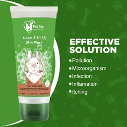 pet life Neem Haldi Skin Wash For Small Pets, Rabbits & Kitten - Reduce Hair Shedding Anti-itching, Anti-fungal Neem, Haldi Rabbit Shampoo image 2