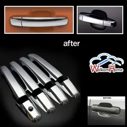 wolkomhome Chrome Door Handle Cover with Free Extra dual side Tape Polo Cross Car Grab Handle Cover image 4