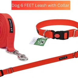 gns pets 5.5 ft Heavy-Duty Nylon Webbing Leash with Double Stitching & Free-Size Collar 170 cm Dog Strap Leash image 1