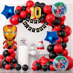 aoes Iron-Man 10th Birthday Decoration Kit | Red Black Theme Balloon Garland For Kids-picture-15
