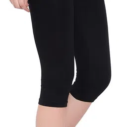 crikel Cotton Lycra plain capri for women,capri for ladie Women Black Capri image 4