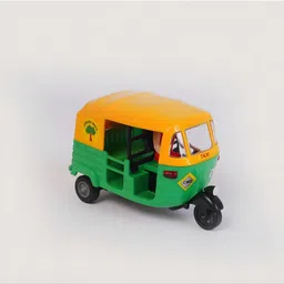 bharattoys Realistic Auto Rickshaw Toy for Kids | Pull-Back Action | Green & Yellow-picture-23