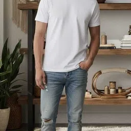 faith urban Men Solid Round Neck Polyester White T-Shirt-picture-19