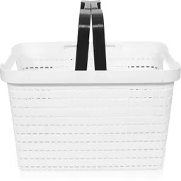 kuber industries Plastic Plastic Storage Basket for Fruits|Kitchen|Stationery|FLORA-222|Pack of 3|White Storage Basket image 2