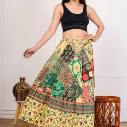 enterprise harshita Women Printed Flared Multicolor Skirt image 1