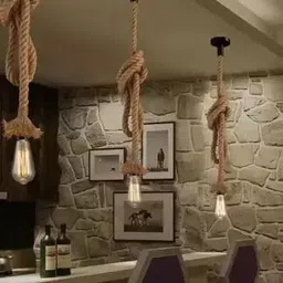 xozti JUTE ROPE HANGING LAMP Pendants Ceiling Lamp (Brown) PACK OF 4 Pendants Ceiling Lamp image 4