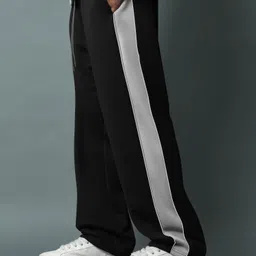 Men Striped Black Track Pants-image-55