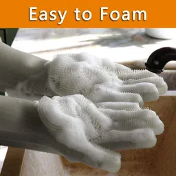 ablue clipper Silicon Glove For Kitchen Dish Washing Cleaning Scrubbing Pet Wet and Dry Glove Set image 2