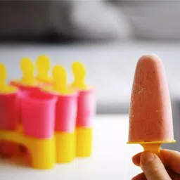 sampware Set of 6 Ice Pop Makers,Ice Cream mould,Kulfi Candy, Pink Plastic Ice Cube Tray image 5