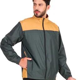 HouseOfCommon Green Lightweight Stylish Zipper Jacket for Bikers Riding, Cycling. Colorblock Men Wind Cheater image 1