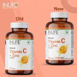 INLIFE Natural Vitamin C Amla Extract With Zinc For Immunity & Skin Care - 60 Veg Tablets image 5