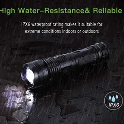crentila 375 (ZOOMABLE METAL LED TORCH) 5 Modes Flashlight, Super Bright 200W LED Light Torch image 3