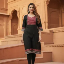 aribaladies fashion Women Printed Pure Cotton A-line Kurta-picture-12