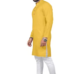 rahul look Men Solid Cotton Blend Straight Kurta image 4