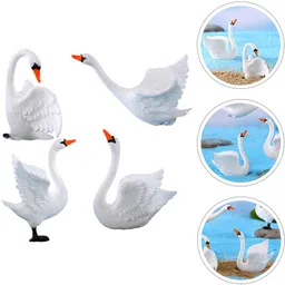 hasthip Mini Swan Ornaments Set of 4 Elegant White Figurines for Home Garden Decor Decorative Showpiece - 2 cm-picture-17