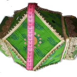 decocrafts Hand-Made Cloth Kandil Diwali Lamp/Diwali Festival Hanging Light Lantern Green Cloth Hanging Lantern image 2
