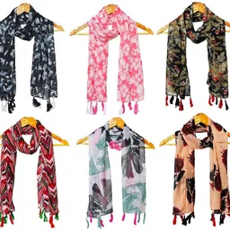stolevilla Printed Chiffon Women Multicolor Scarf, Stole, Fancy Scarf-picture-13