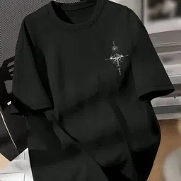 annnackel Men Graphic Print Round Neck Pure Cotton Black T-Shirt-picture-25