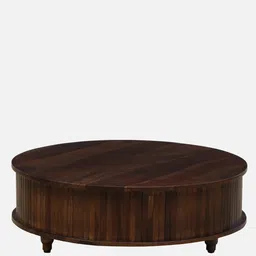 amberville from pepperfry Troms Sheesham Wood Round Coffe Table In Scratch Resistant Provincial Teak Finish image 5