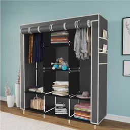 huenish Collapsible Plastic Wardrobe, 1 Hanging Space, 8 Shelves, 1 Side Pocket PP Collapsible Wardrobe image 1