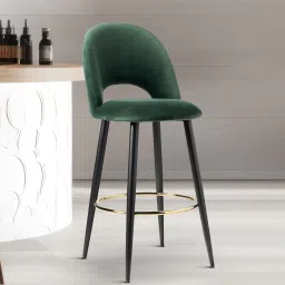 casacraft from pepperfry Deva Velvet Bar Chair In Green Colour image 1