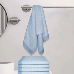 athom living Blue Cotton Striped 220 GSM Bath Towels 4 Pc-picture-17