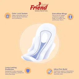 girl's friend Quick Dry Sanitary Pads |XXL+, 40 Pads |Cottony Soft |For Heavy Flow Sanitary Pad image 3