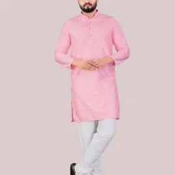 keton Men Solid Cotton Blend Straight Kurta image 5