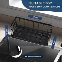 foscadit Containers Kitchen Rack Metal Kitchen Sink Draining Rack – Rustproof 304 Stainless Steel Sponge Holder Steel image 3