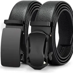 provogue Men Formal, Casual, Party, Evening Black Artificial Leather, Texas Leatherite Belt image 1