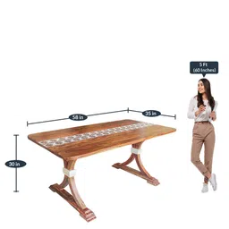 fabuliv Taarkashi Sheesham Wood 4 Seater Dining Set in Teak Finish image 3