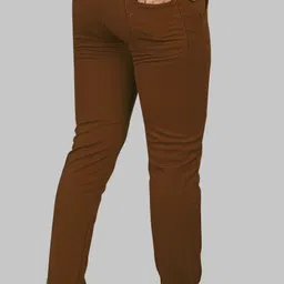 combraided Men Straight Fit Brown Lycra Blend Trousers image 4