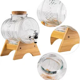 smilery 3 LTR Water with Tap Stand Leak Proof Beverage Dispenser with Wooden Caps Bottom Loading Water Dispenser image 2