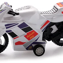shinsei Pull Back Splendor 360 Bike | No Battery No Remote | Miniature Scaled Models | Dinky Bike| Dinky Cars | White image 3