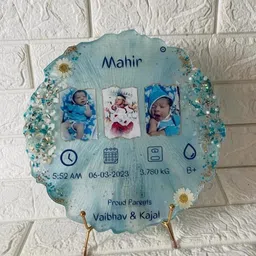 prismaticpour BABY CORD PRESERVATION| RESIN FRAME | customised frame | frame With golden stand 12 inch Tabletop-picture-19