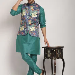 abeer fashion Men Dupion Silk Kurta Pyjama Ethnic Jacket Set-picture-15