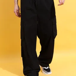 highlander Men Relaxed Black Pure Cotton Trousers-picture-29