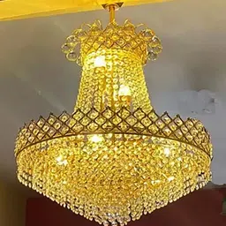 risa crystal Gold polish metal 480mm chandelier hanging ceiling pendant jhoomar Chandelier Ceiling Lamp-picture-34