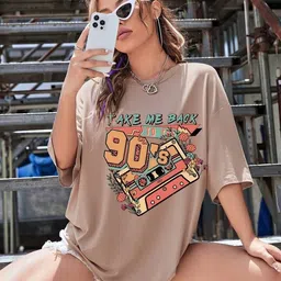 christy world Pack of 2 Women Printed Round Neck Pure Cotton Multicolor T-Shirt image 3