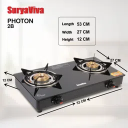 suryaviva Photon 2B + 2 Rod Room Heater Combo Glass Manual Gas Stove image 4
