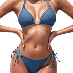 pride style Self Design Women Bikini Light Blue Swimsuit-picture-10