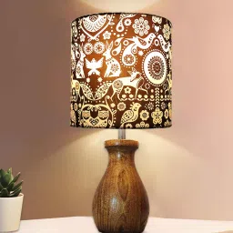 homesake Dovel Pot Modern Table Lamp, Wooden Base Modern Fabric Lampshade for Home Office Cafe Restaurant, Dovel Pot, Rabbit image 1