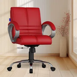 cratvz Sturdy Ergonomic Chair with 3 Years Warranty, Home Desk Office Chair Leatherette Study Arm Chair image 1