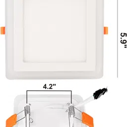hybrix LED Square Ceiling Panel Light 9 Watt (6+3) Dual Pink & White Color by On/Off, 1 Recessed Ceiling Lamp image 3