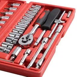 vd enterprise 46 PCS 1/4 Inch Socket Set | Compact Ratchet Wrench Tool Kit | High Quality Long Handle Screwdriver image 2
